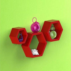 Hexagonal Shape Wooden Floating Wall Shelves Set of 3 - WoodenTwist