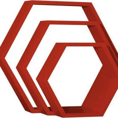 Hexagonal Shape Wooden Floating Wall Shelves Set of 3 - WoodenTwist