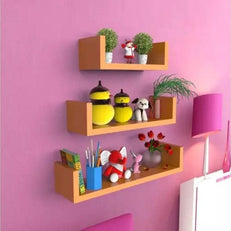 Wooden Handicraft Wall Decor Designer Wall Shelf Pack of 3 - WoodenTwist