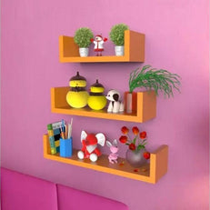 Wooden Handicraft Wall Decor Designer Wall Shelf Pack of 3 - WoodenTwist