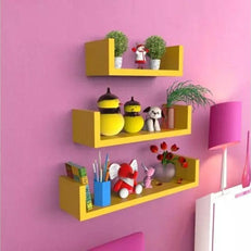 Wooden Handicraft Wall Decor Designer Wall Shelf Pack of 3 - WoodenTwist