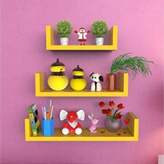 Wooden Handicraft Wall Decor Designer Wall Shelf Pack of 3 - WoodenTwist