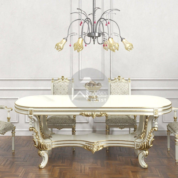 Royal Teak Wood 6 Seater Dining Table Set - WoodenTwist