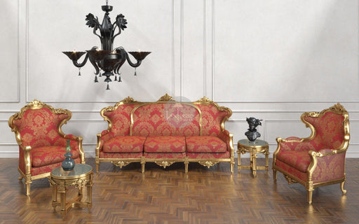 European Style Royal Antique Golden Carved 5 Seater Sofa Set - WoodenTwist