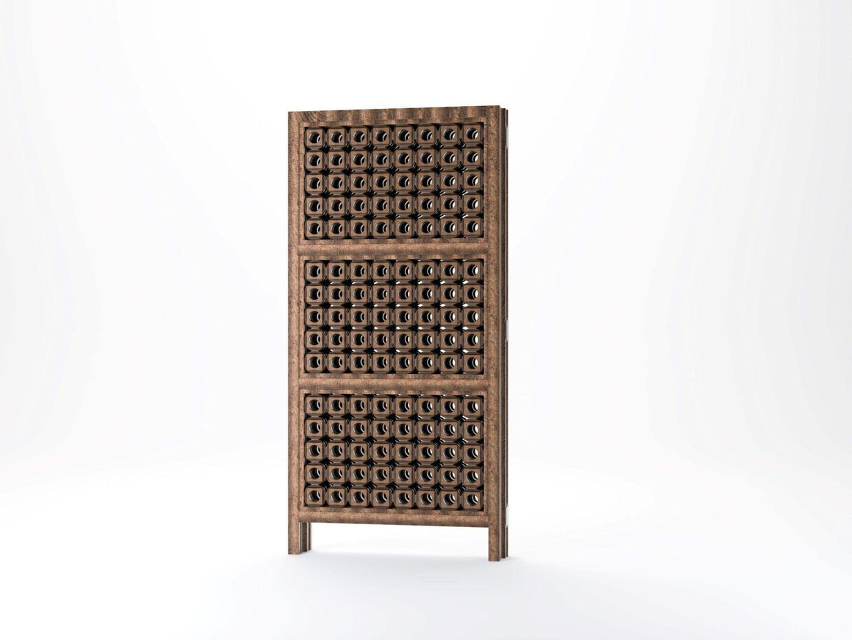 Pet Safety Gate Wooden Room Divider - opened Z-shape in room