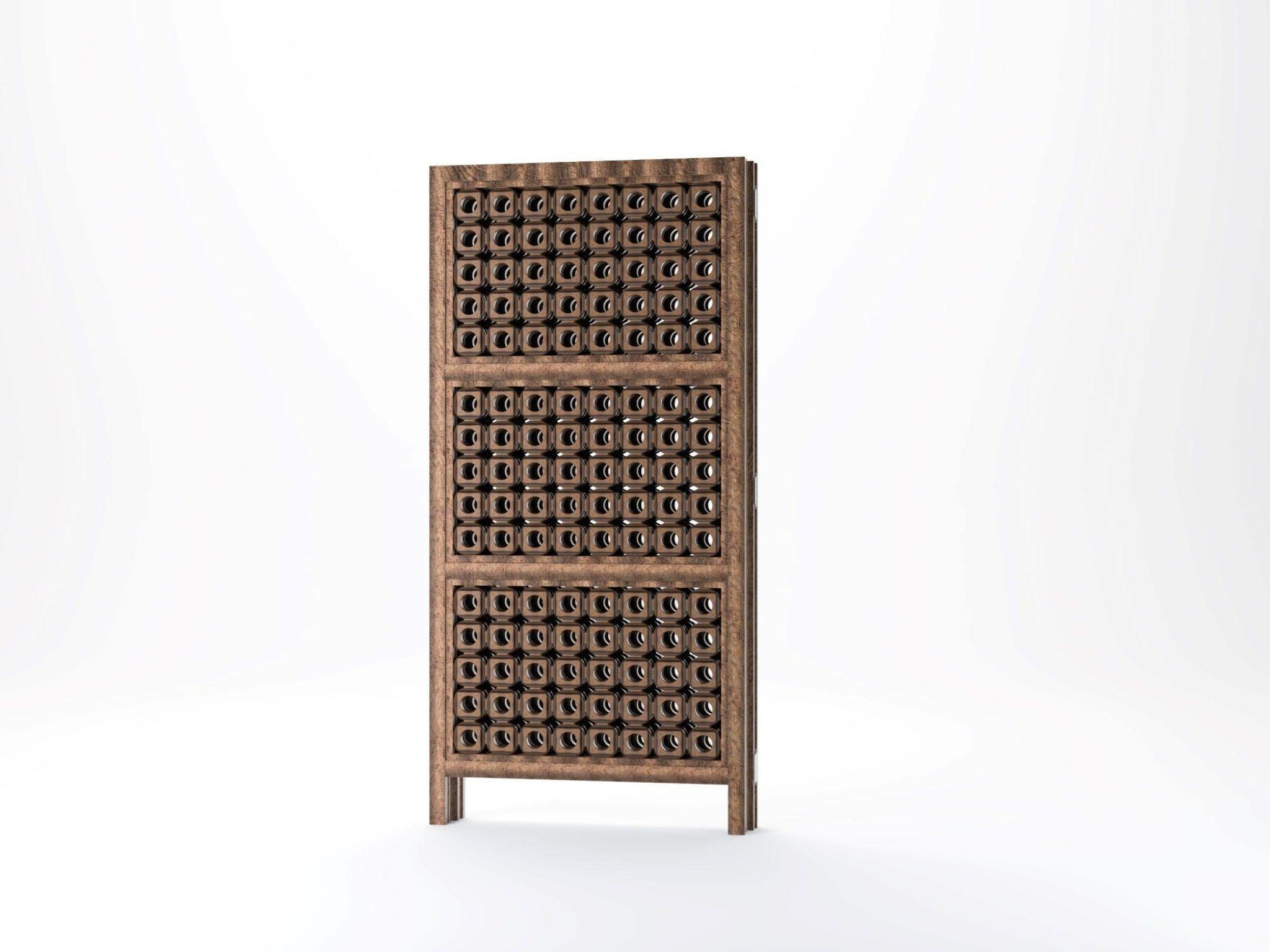 Pet Safety Gate Wooden Room Divider - opened Z-shape in room