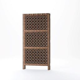 Pet Safety Gate Wooden Room Divider - opened Z-shape in room