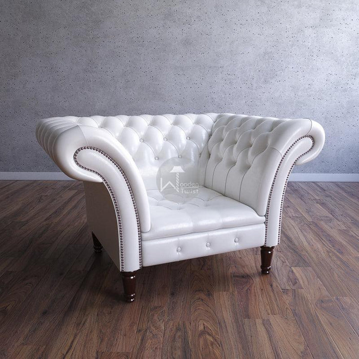 Single Seater Button Tufted Grand Sofa - WoodenTwist