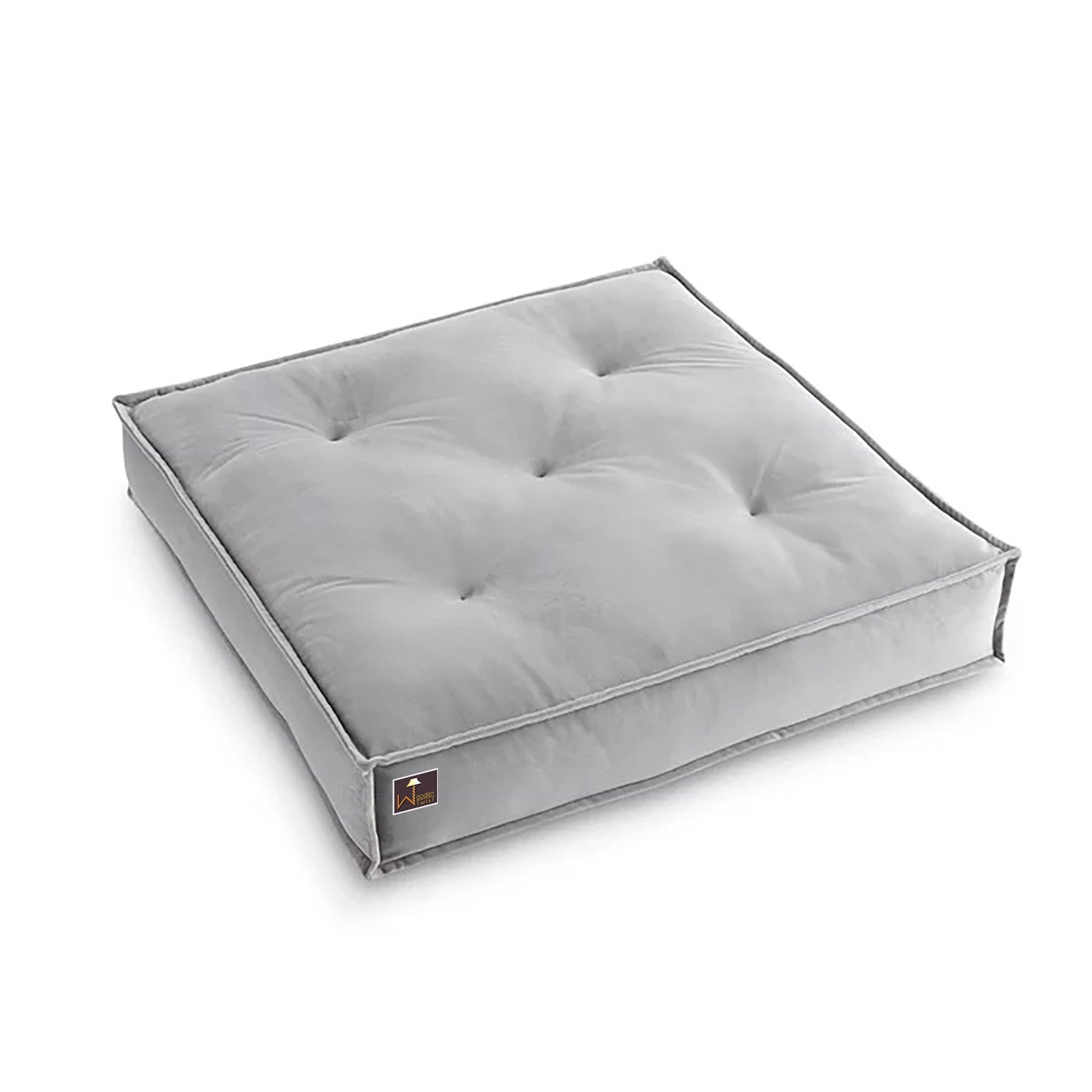 Fabrahome Square Shape Floor Pillow Comfort for Seating Pack of 1 (Light Gray) - WoodenTwist