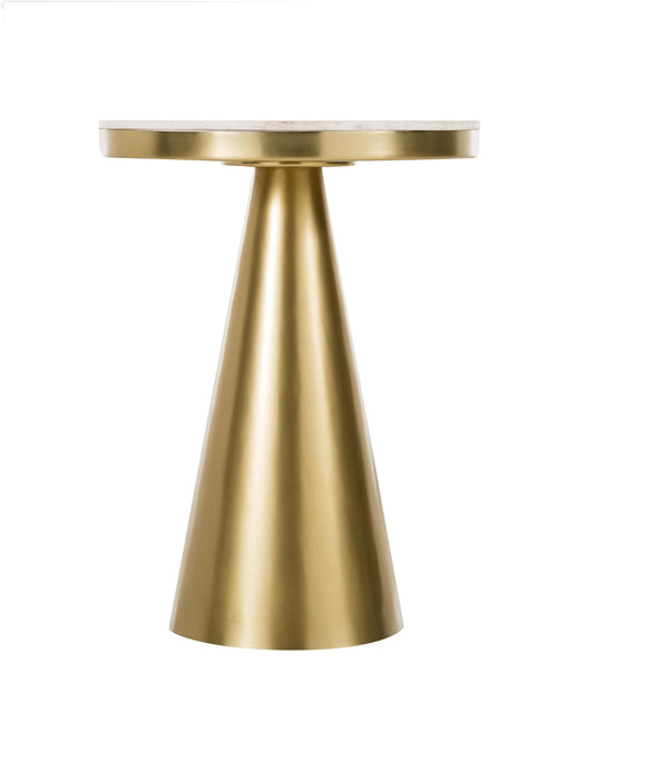 Richmen End Table Shiny Gold & White Marble - WoodenTwist