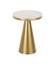 Richmen End Table Shiny Gold & White Marble - WoodenTwist