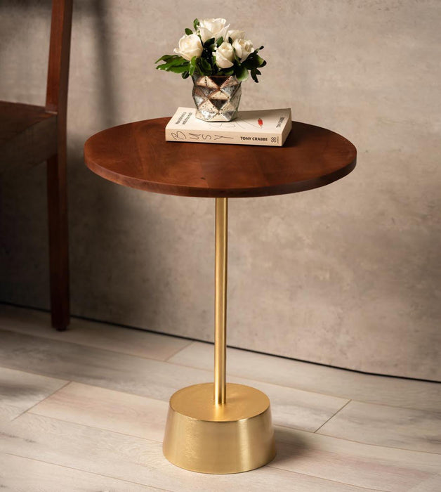 breeza end table with gold and wood top - WoodenTwist