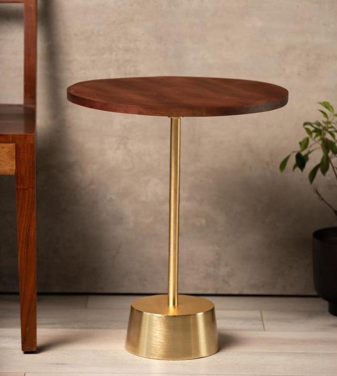 breeza end table with gold and wood top - WoodenTwist