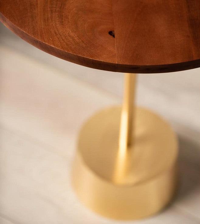 breeza end table with gold and wood top - WoodenTwist