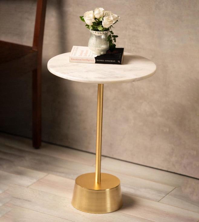 Breeza end table with gold and white top - WoodenTwist