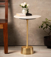 Breeza end table with gold and white top - WoodenTwist