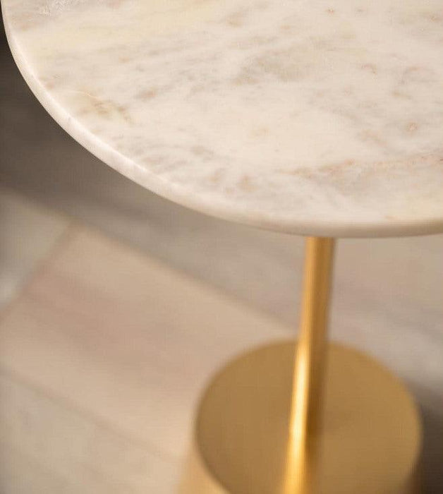 Breeza end table with gold and white top - WoodenTwist