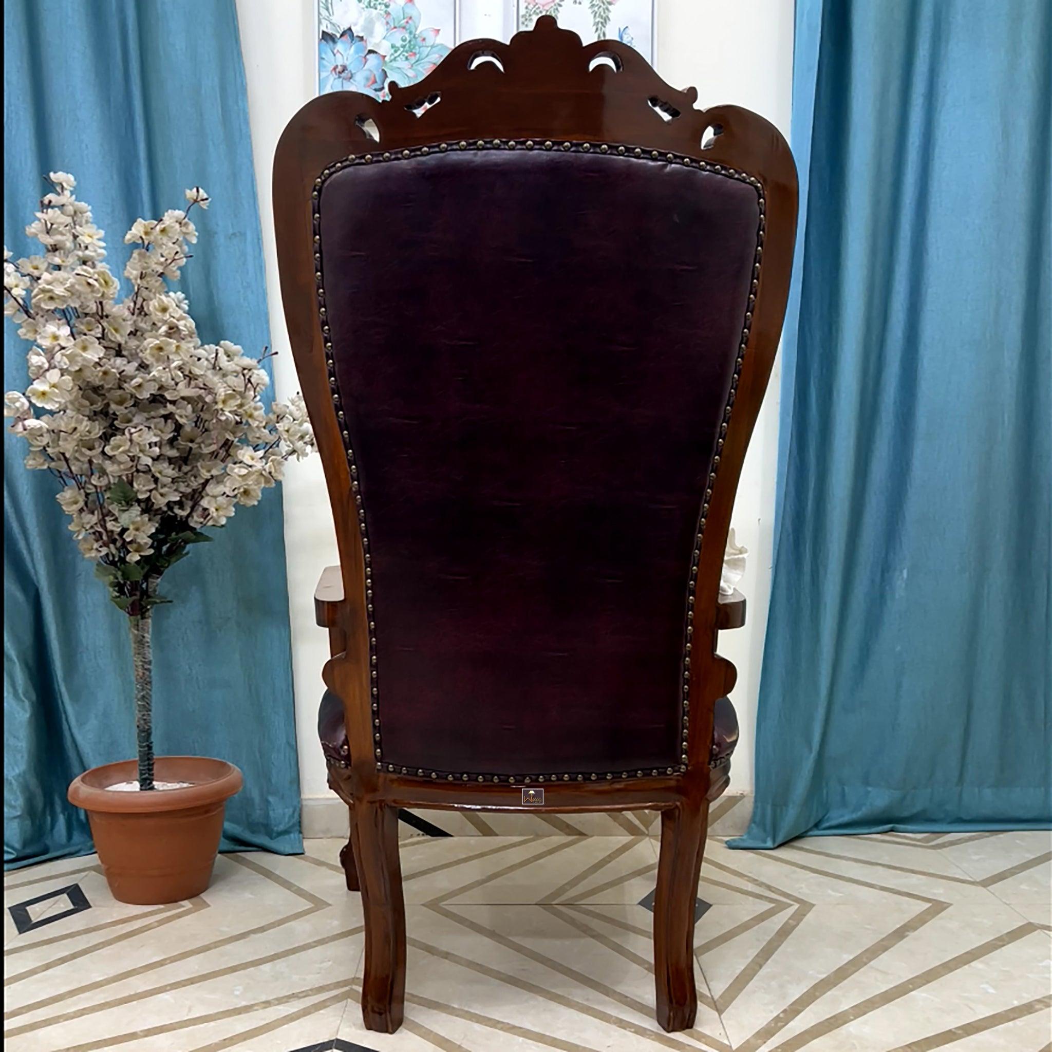 Luxurious Hand Carved High Back Throne Chair - WoodenTwist