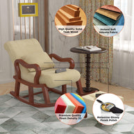 Recliner Wooden Rocking Chair with Footrest - WoodenTwist