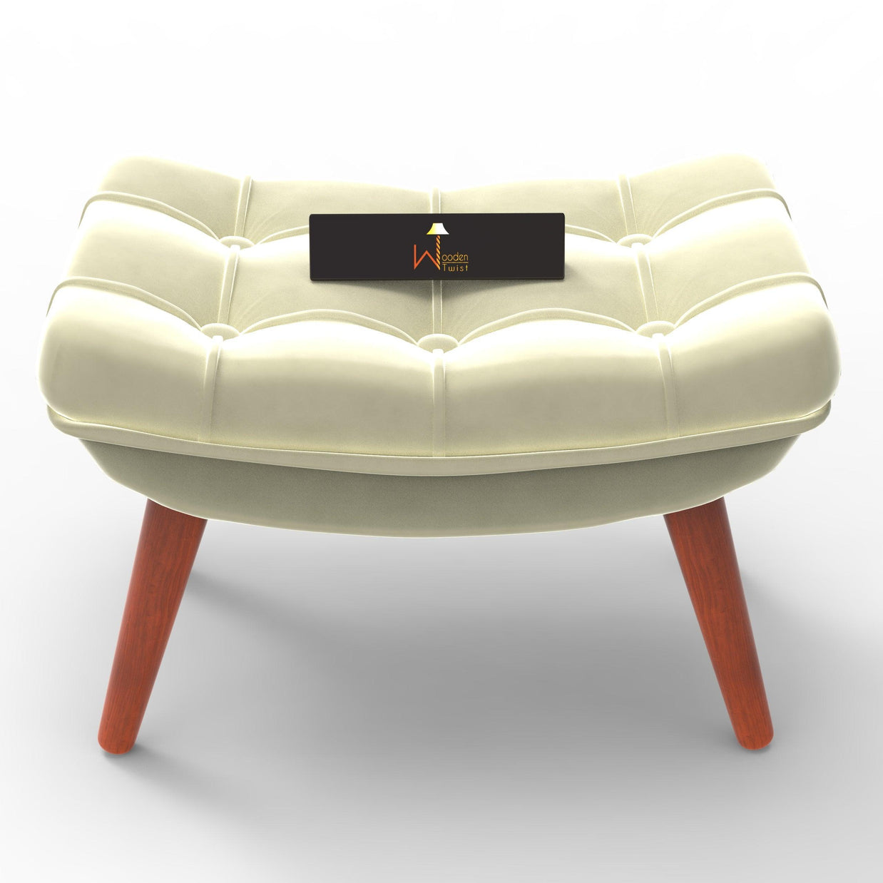 Stool for Living Room Soft Fabric Comfortable Cushion Ottoman Footrest - WoodenTwist