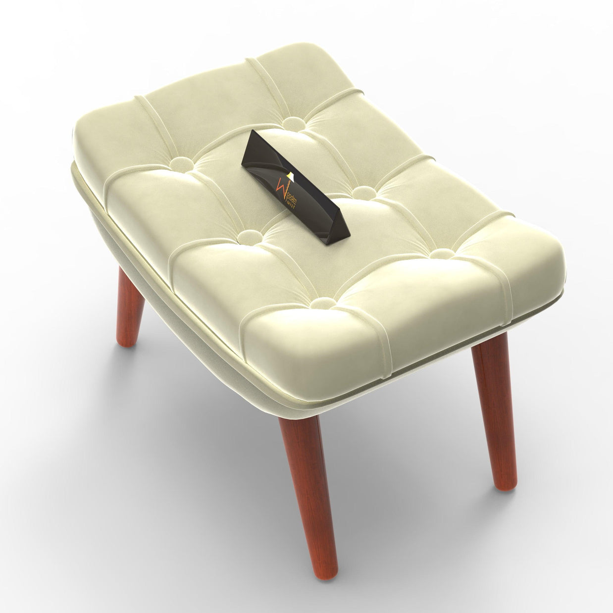 Stool for Living Room Soft Fabric Comfortable Cushion Ottoman Footrest - WoodenTwist