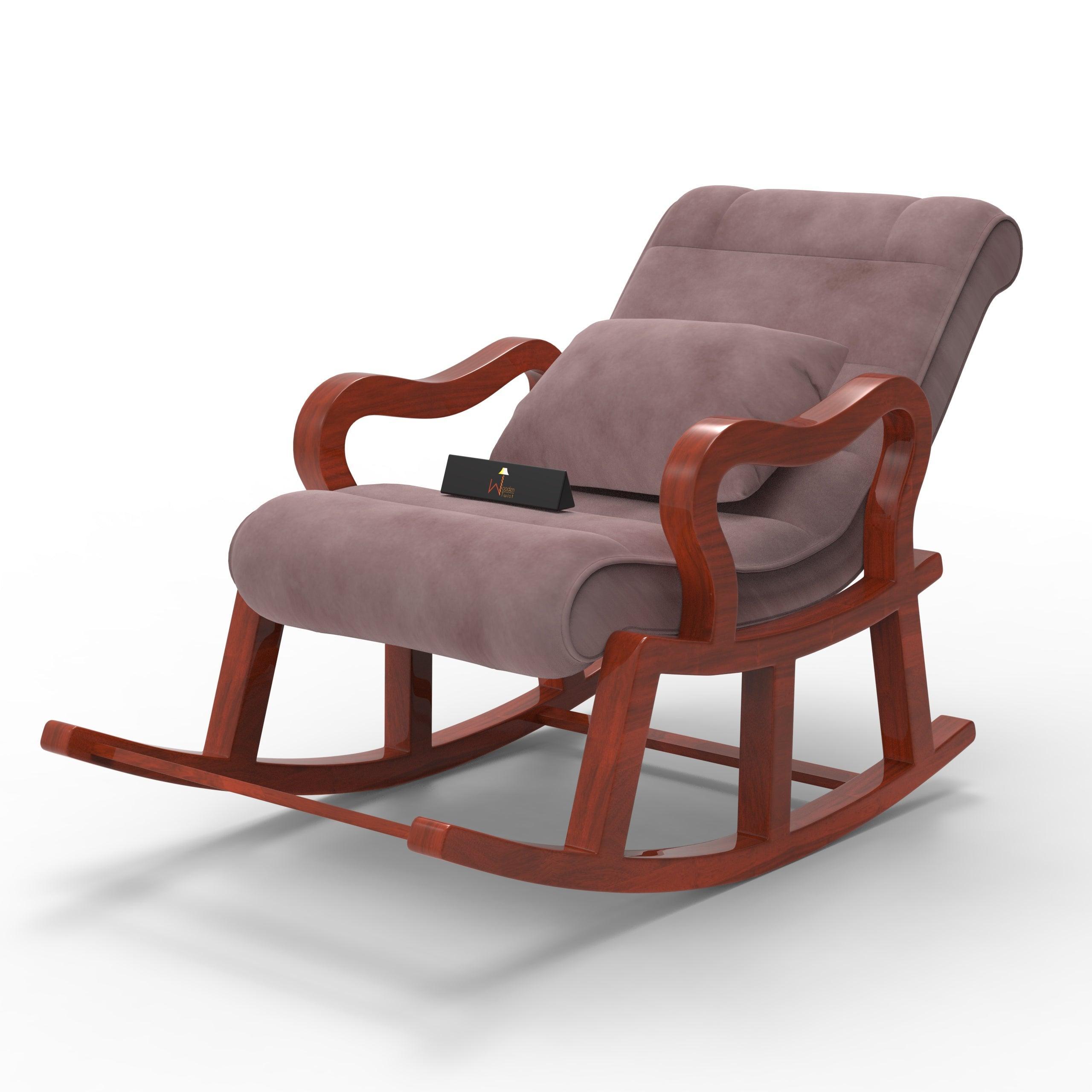 Recliner Wooden Rocking Chair with Footrest - WoodenTwist