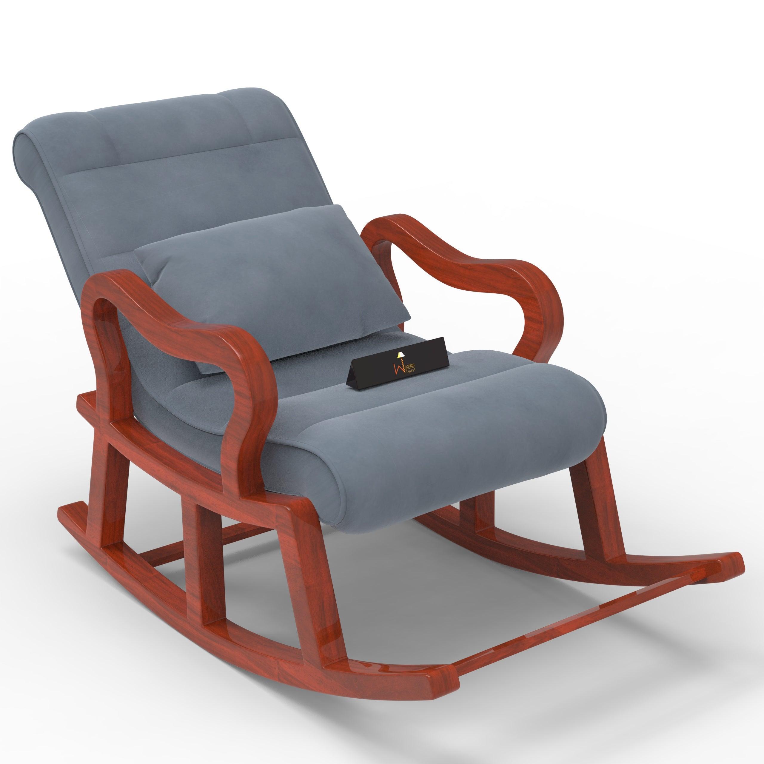 Recliner Wooden Rocking Chair with Footrest - WoodenTwist