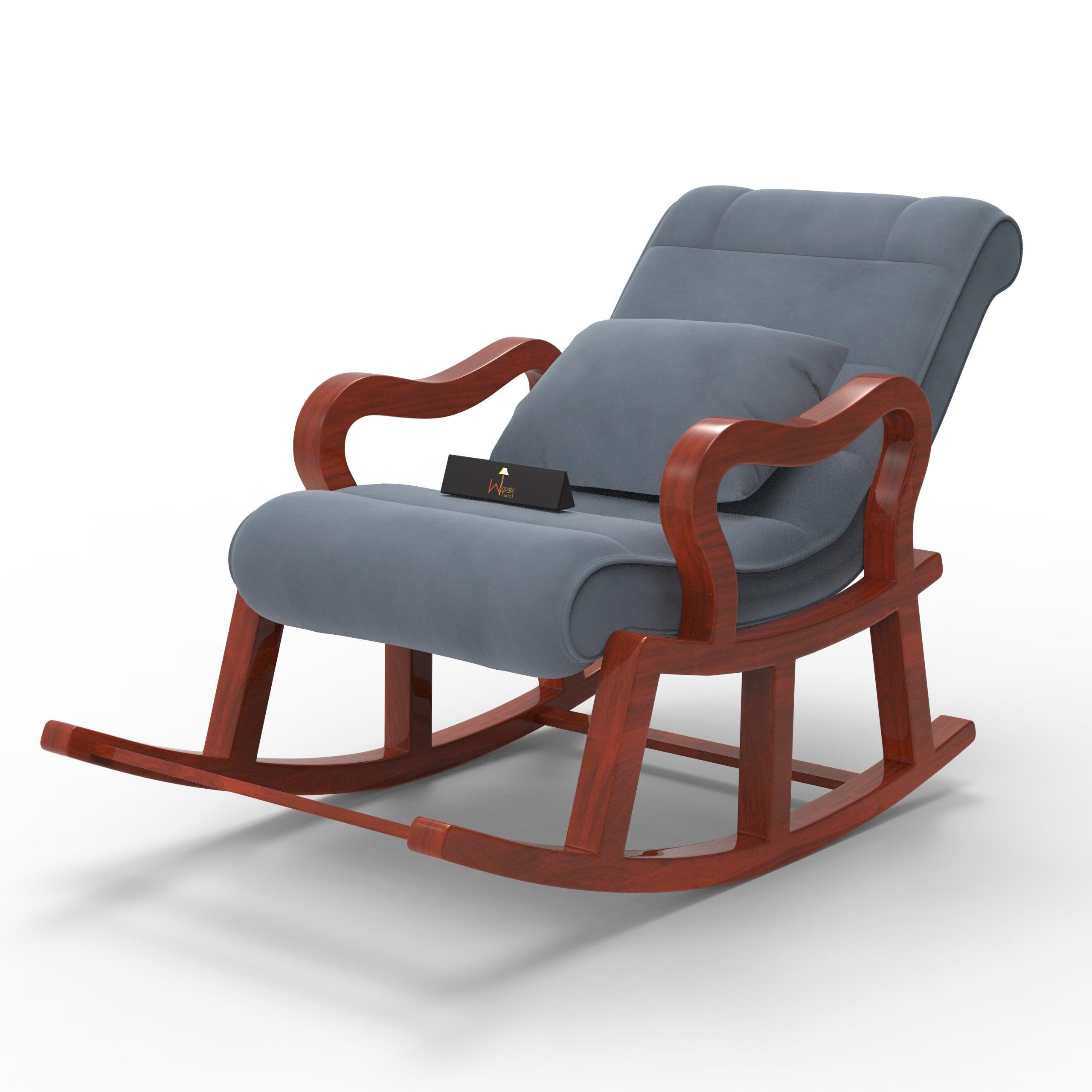 Recliner Wooden Rocking Chair with Footrest - WoodenTwist