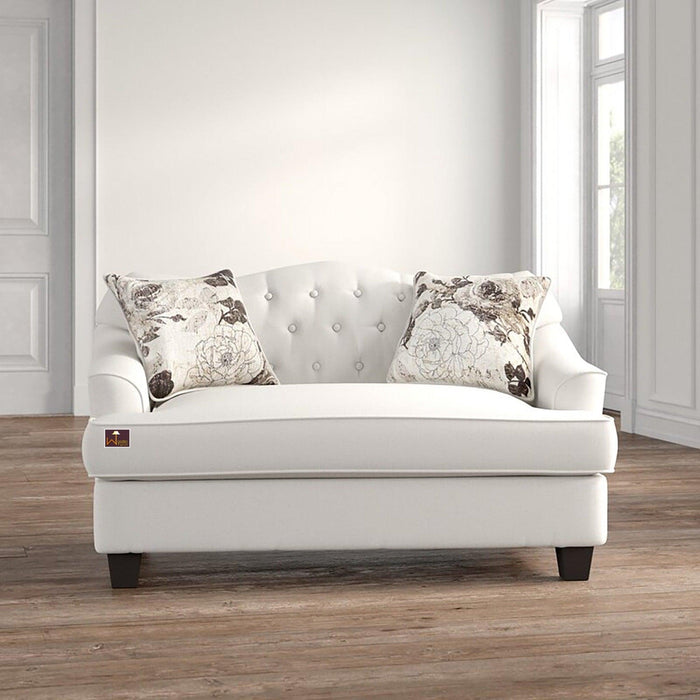 Wooden Recessed Arm Loveseat Sofa 2 Seater, Beige (Walnut Legs) - WoodenTwist