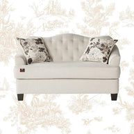 Wooden Recessed Arm Loveseat Sofa 2 Seater, Beige (Walnut Legs) - WoodenTwist