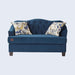 Wooden Recessed Arm Loveseat Sofa 2 Seater Blue (Walnut Legs) - WoodenTwist