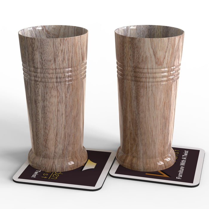 Wooden Handmade Drinking Glass Juice, Milk, Drink, Glass (Set of 2) - WoodenTwist