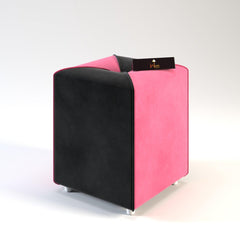 Wooden Cuboid Shape Stool (Pink & Black) - WoodenTwist