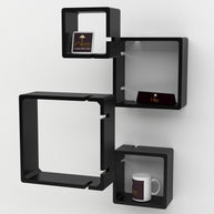 Rafuf Intersecting Floating Wall Shelves in Black, close up detail