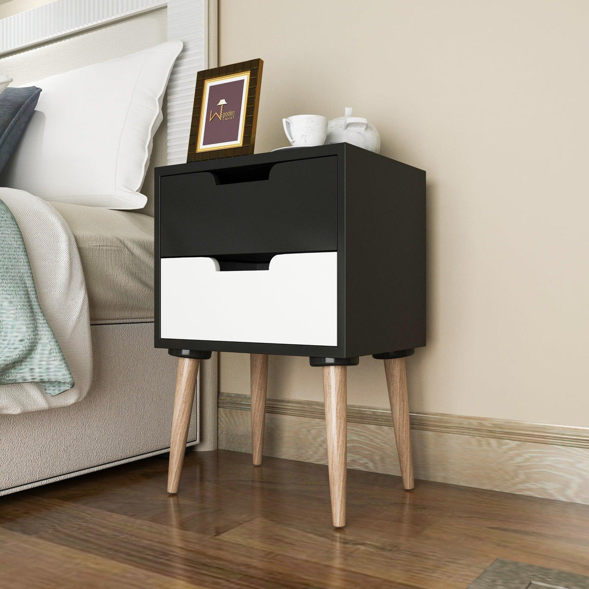 Look Bedside Table with Two Drawers
