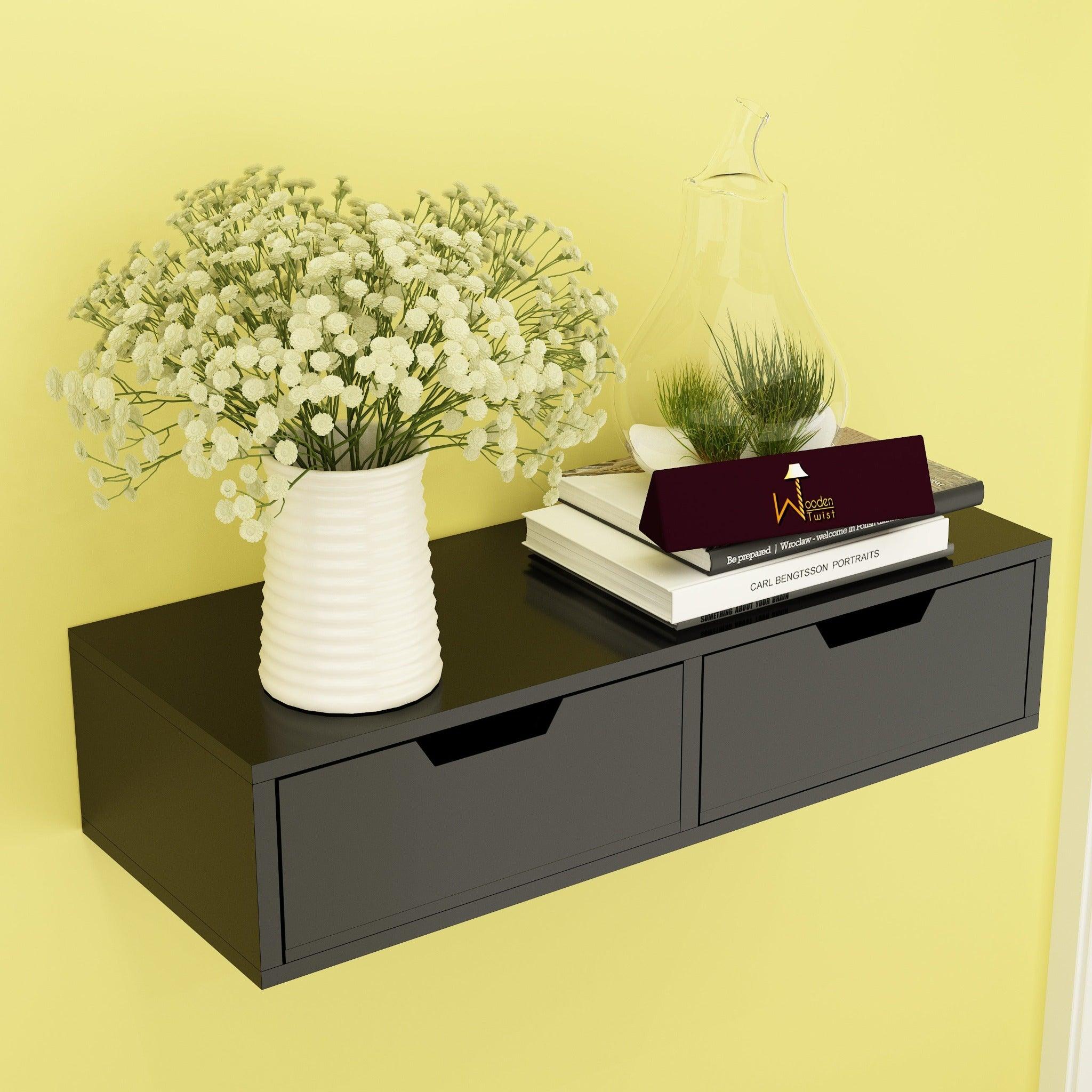 Exclusively Launched Engineered Wood Wall Shelf with Drawer - WoodenTwist