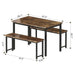 4 - Person Breakfast Nook Dining Table Set with Bench (Metal Legs) - WoodenTwist
