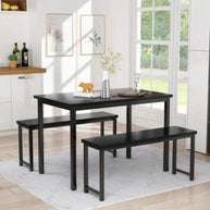4 - Person Breakfast Nook Dining Table Set with Bench (Metal Legs) - WoodenTwist