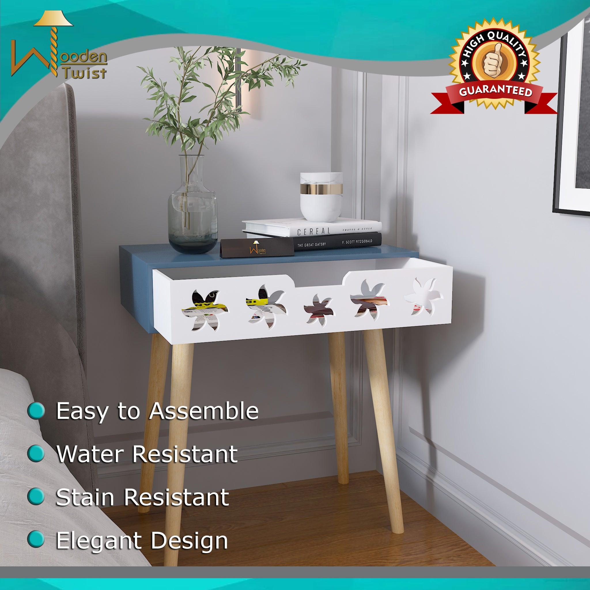 Estrella Wooden Bedside Table With Storage Drawer Nightstand - WoodenTwist