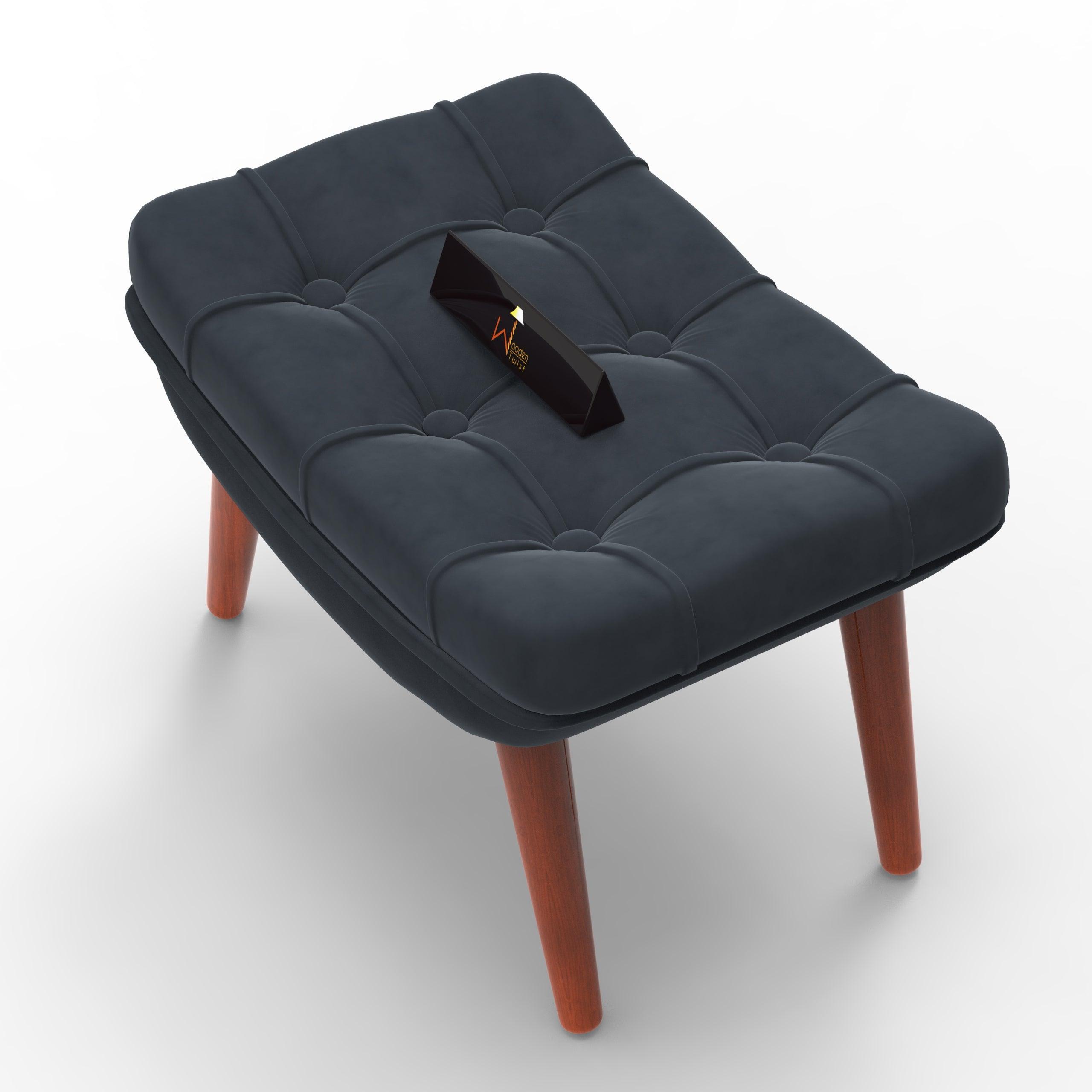 Stool for Living Room Soft Fabric Comfortable Cushion Ottoman Footrest - WoodenTwist