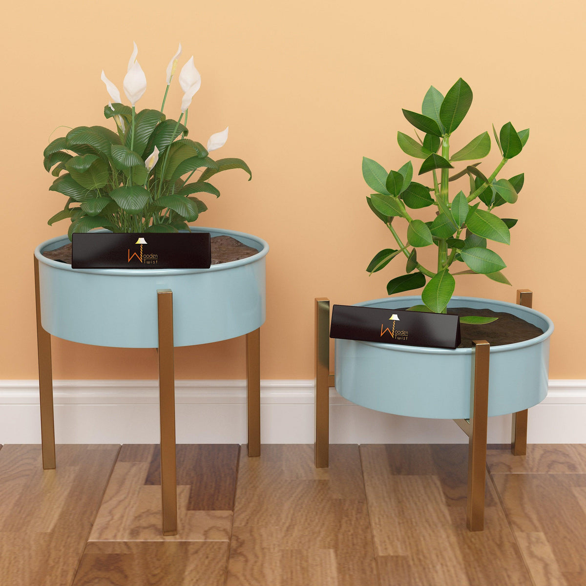 Modern Champagne Planter Stand (Set of 2) - WoodenTwist