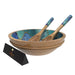 Wooden Bowl for Salad, Fruits, Cereal or Pasta, with 1 Spoon And 1 Fork - WoodenTwist