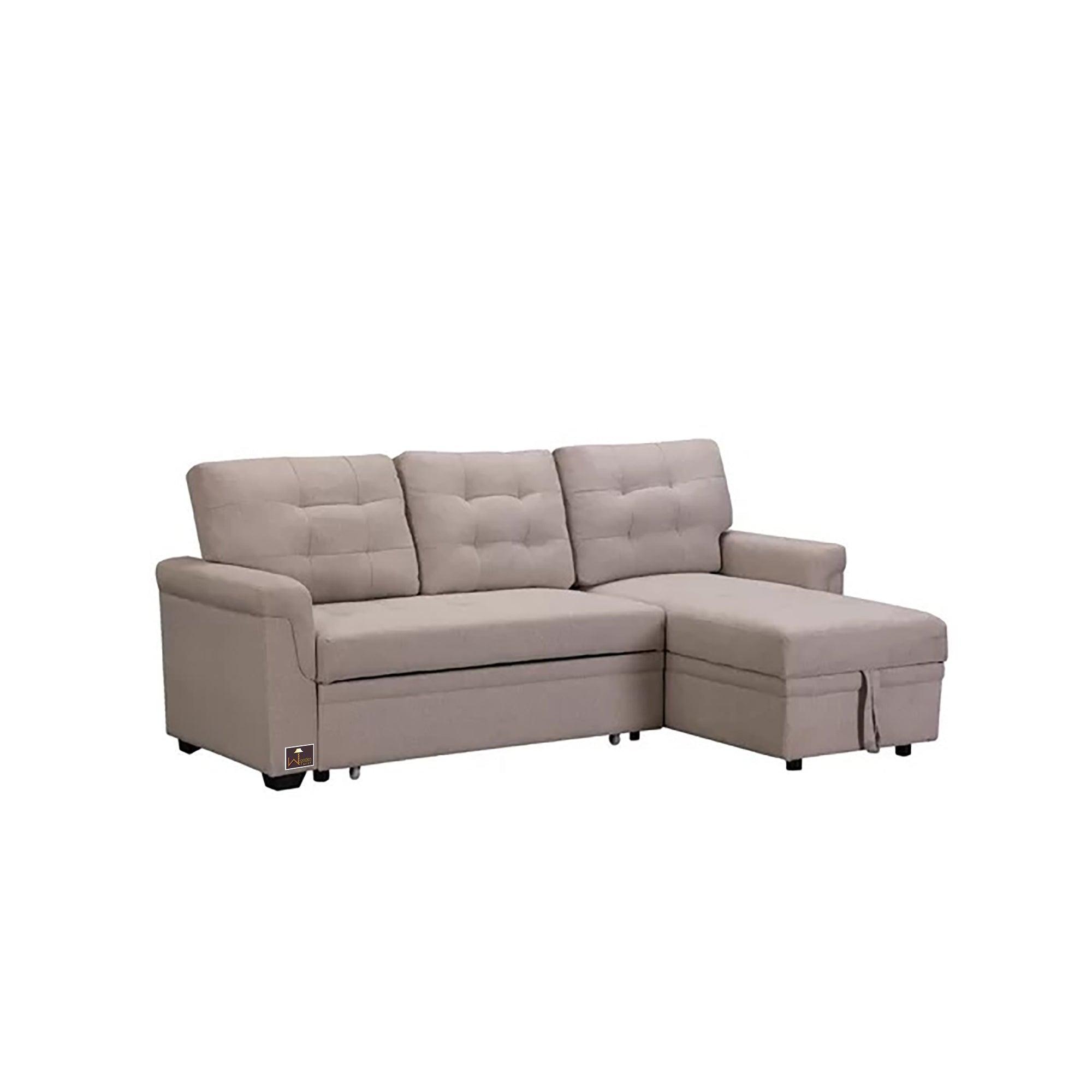 Modern 5 Seater L-Shape Sofa Cum Bed with Comfort Cushion RHS - WoodenTwist