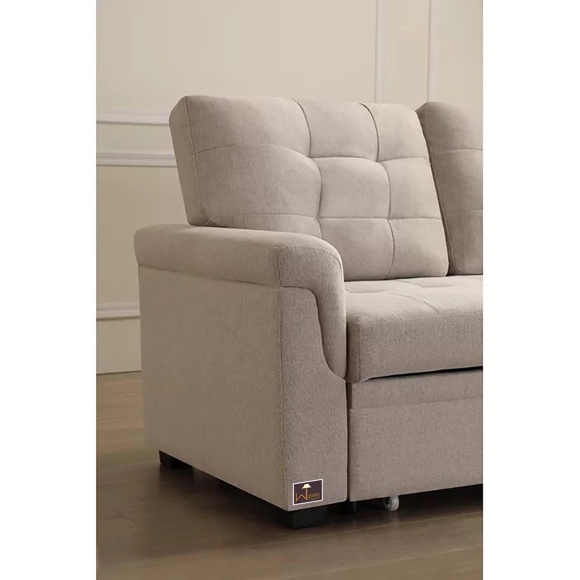 Modern 5 Seater L-Shape Sofa Cum Bed with Comfort Cushion RHS - WoodenTwist