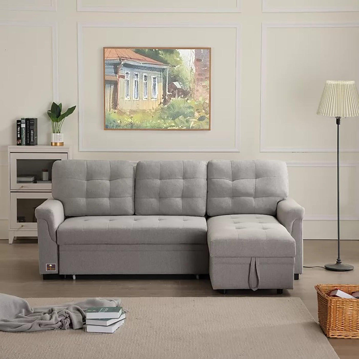 Modern 5 Seater L-Shape Sofa Cum Bed with Comfort Cushion RHS - WoodenTwist
