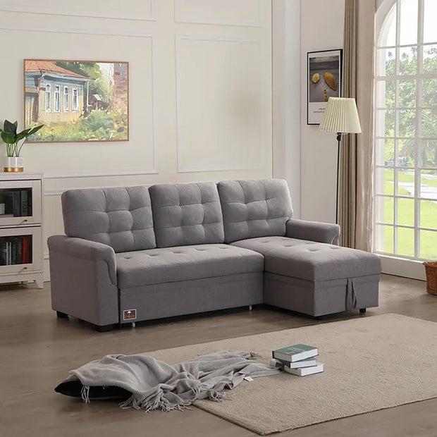 Modern 5 Seater L-Shape Sofa Cum Bed with Comfort Cushion RHS - WoodenTwist