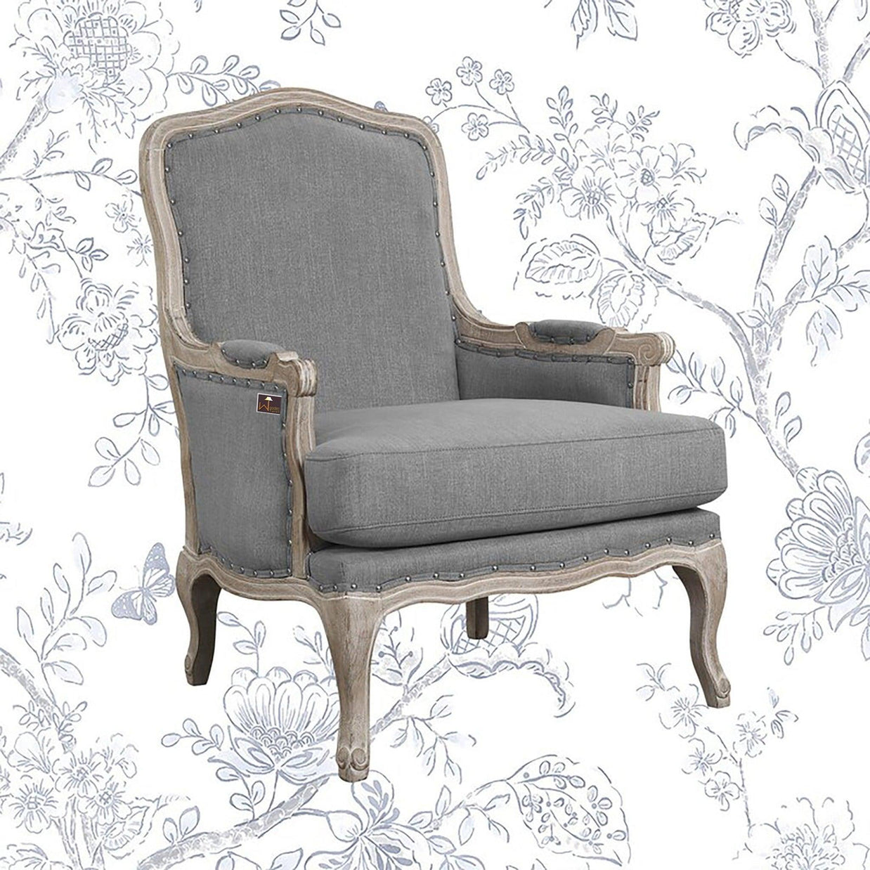 Wooden Bransford Arm Chair (Slate Polyester) - WoodenTwist