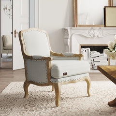 Wooden Bransford Arm Chair (Taupe Polyester) - WoodenTwist