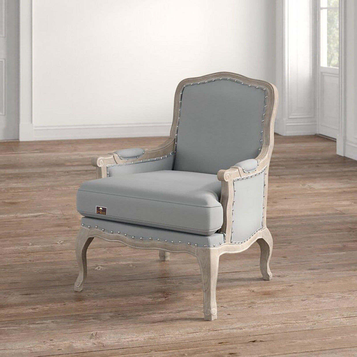 Wooden Bransford Arm Chair (Taupe Polyester) - WoodenTwist