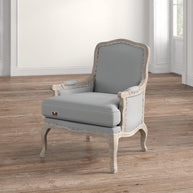 Wooden Bransford Arm Chair (Taupe Polyester) - WoodenTwist